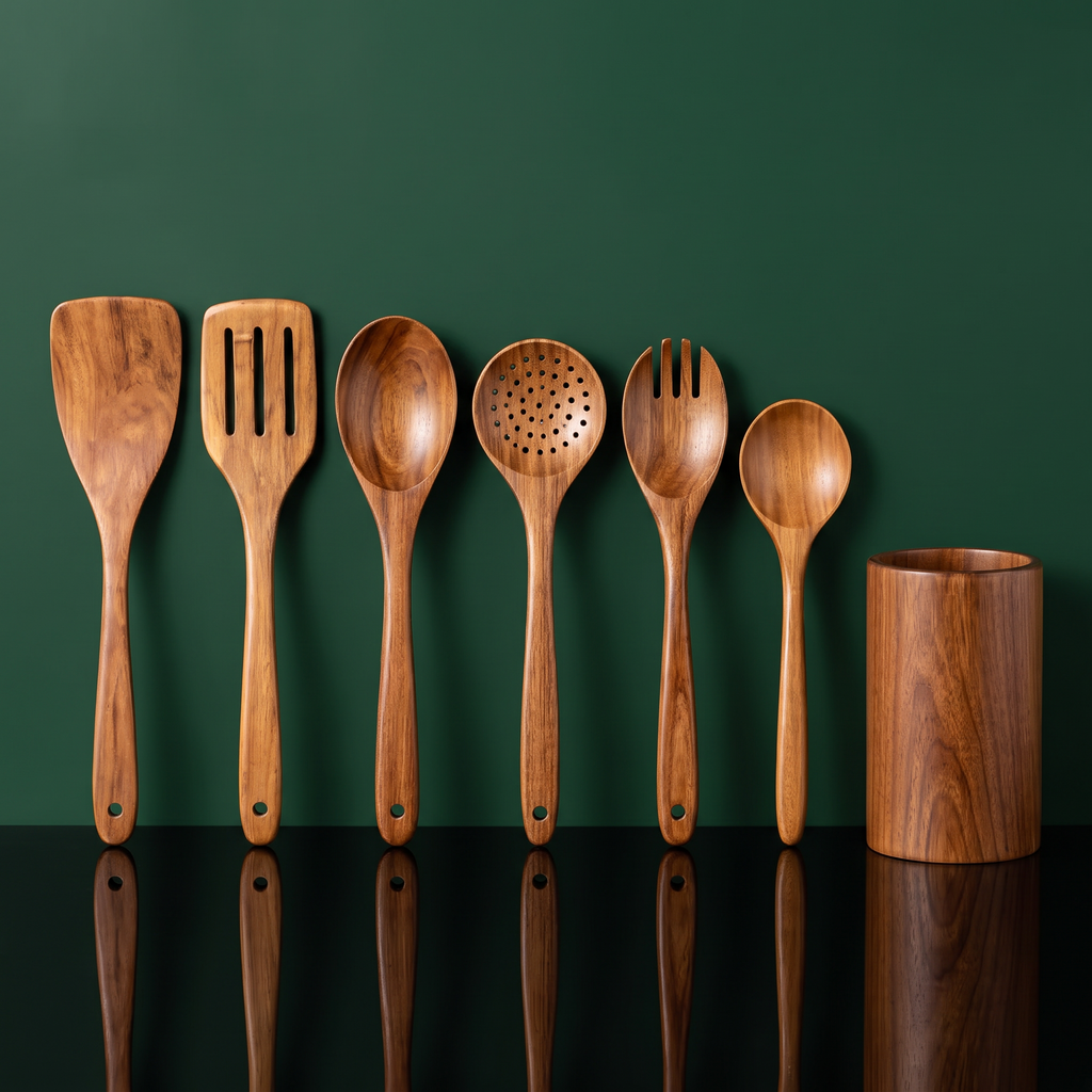 Japanisches Küchenhelfer-Set aus Holz