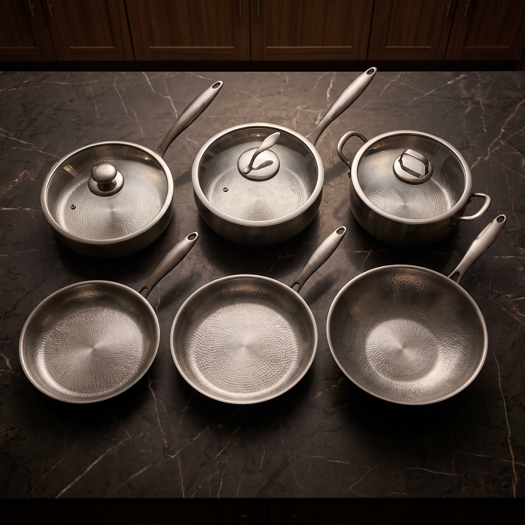 Titan Komplett-Kochset – 6-teilig + 3 Deckel