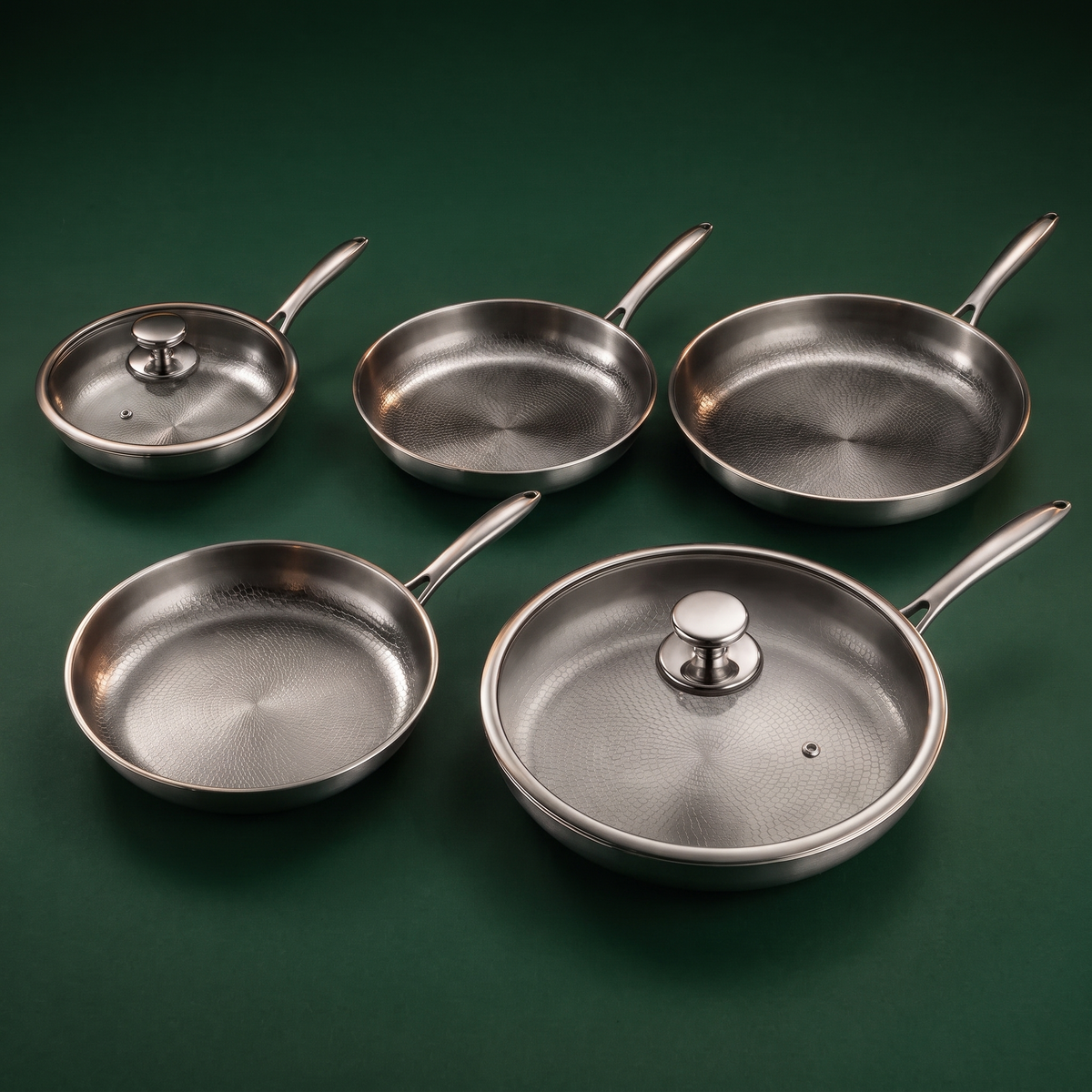 Titan-Pfannen-Komplettset – 5 Größen & 2 Deckel