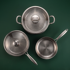 Premium Titan-Kochset – 3-teilig + 2 Deckel