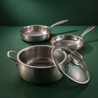 Premium Titan-Kochset – 3-teilig + 2 Deckel