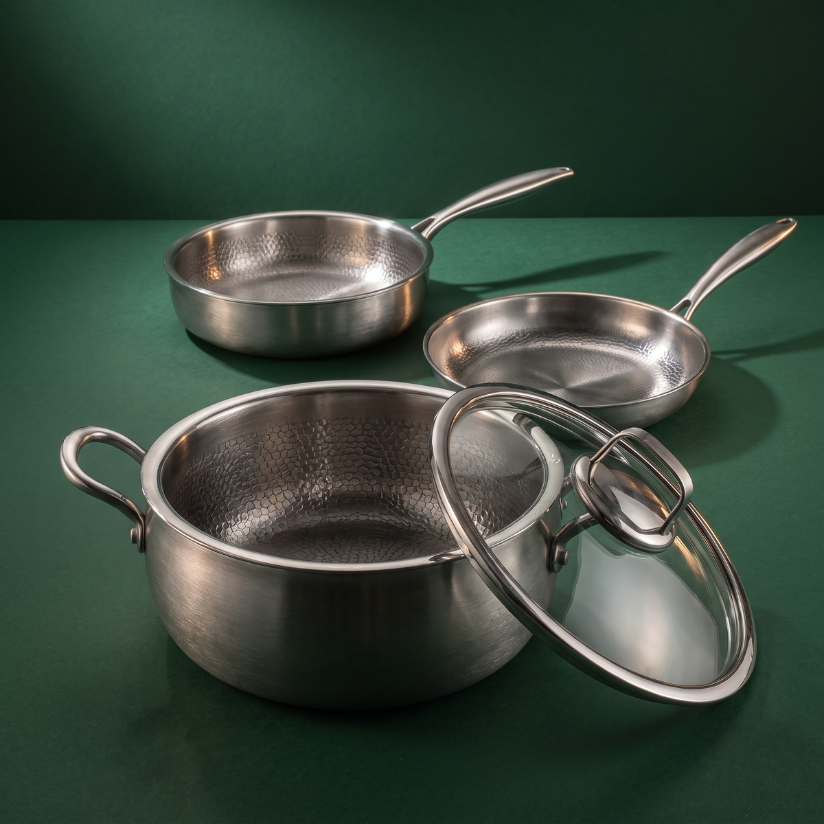 Premium Titan-Kochset – 3-teilig + 2 Deckel