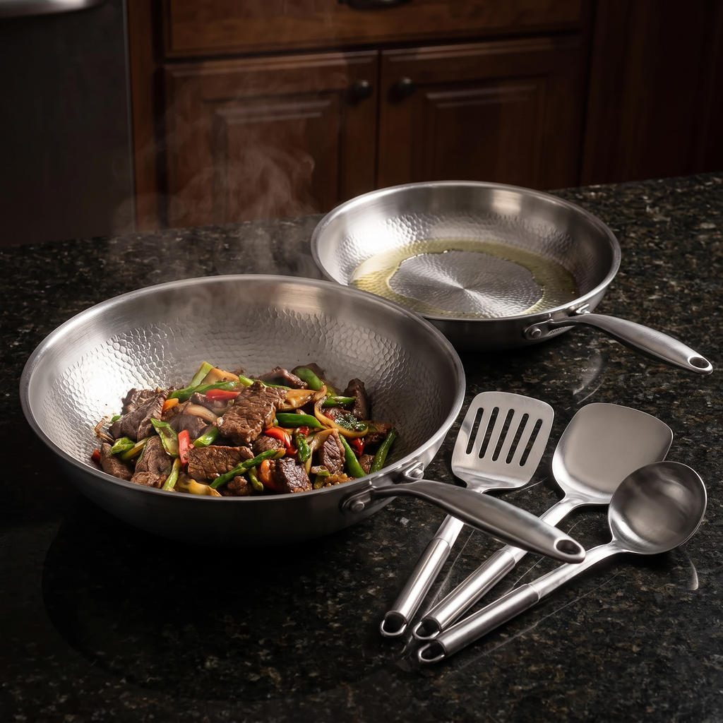 Titan Wok & Pfannen-Set mit Küchenhelfern – 26 cm